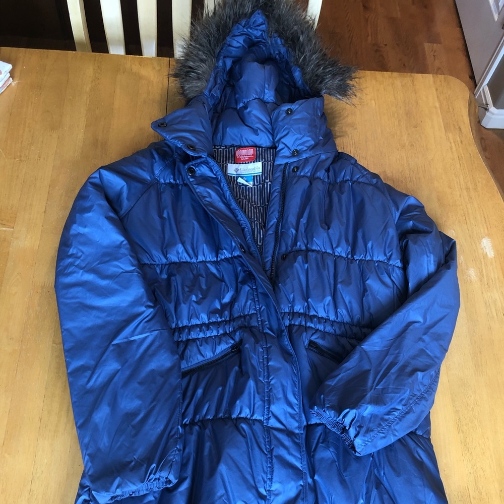 Blue women’s Columbia winter jacket